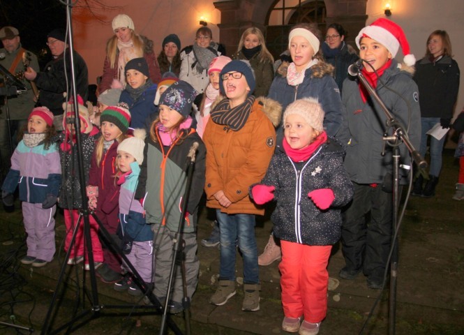 Als Novum präsentierten die 'Altheimer Singspatzen' mit gekonntem Auftritt weihnachtliche Lieder gemeinsam mit dem von Hanna Ast geleiteten neuen Kinderprojektchor (Bildrechte: Klaus Port)
